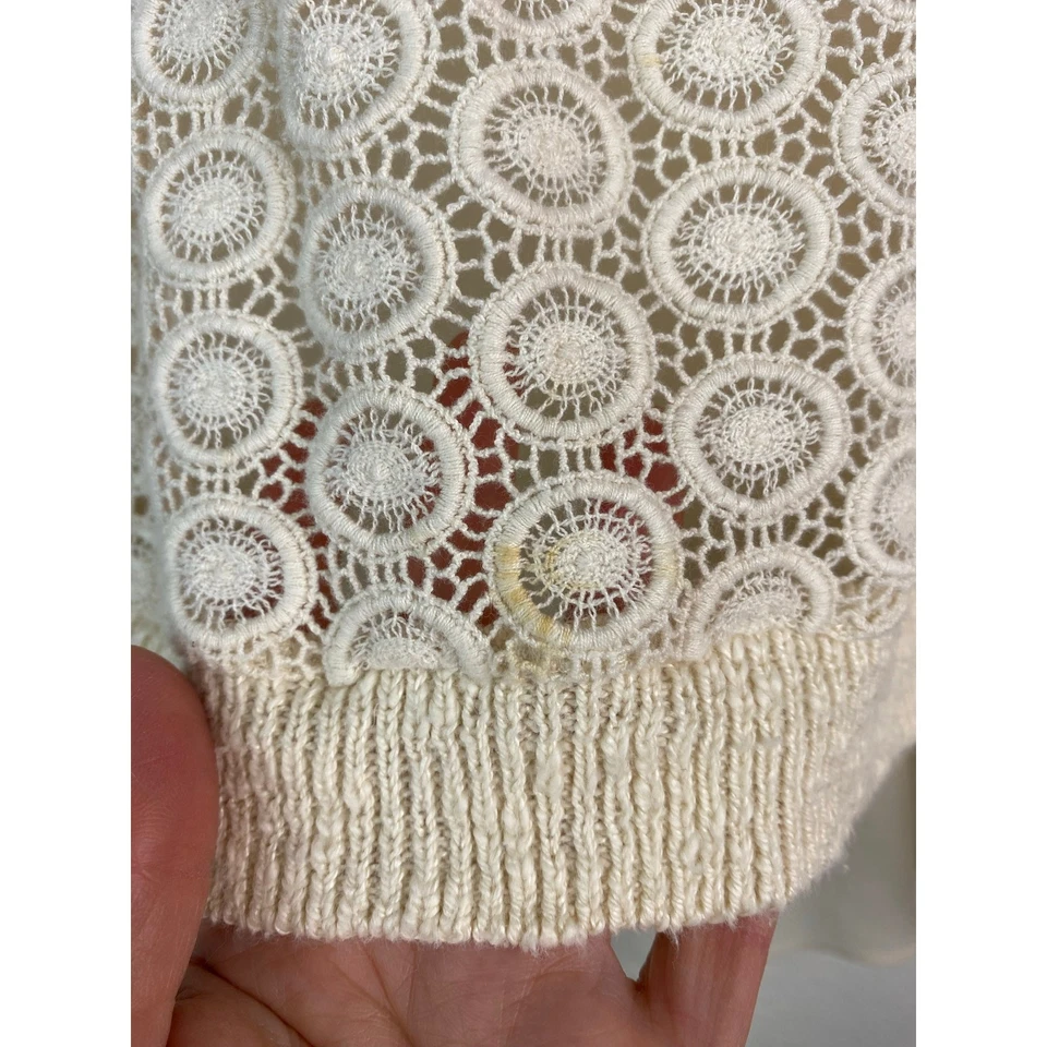 Suéter Lucky Brand Para Mujer S Crema Tejido Abierto En Capas Botón Espalda Dividida Foto 2 de 4