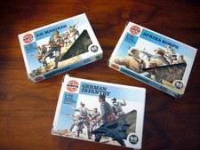 3 Airfix WWII Troops 1:72 Scale HO/OO Model Kit Marines German Infantry Afrika