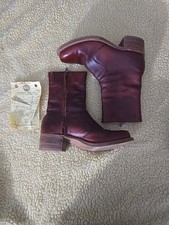 Vtg Frye Campus Women's Mens 9 D Brown Ankle Square Toe Short Boots Original Box