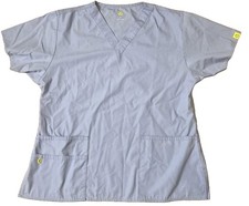 WonderWink Unisex Size L Light Blue V-Neck Scrub Top Pockets Style 6016