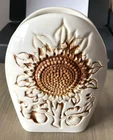 Vintage Rare Royal Haeger Vase 8 in. Cylinder Ceramic 3D Sunflower made in USA