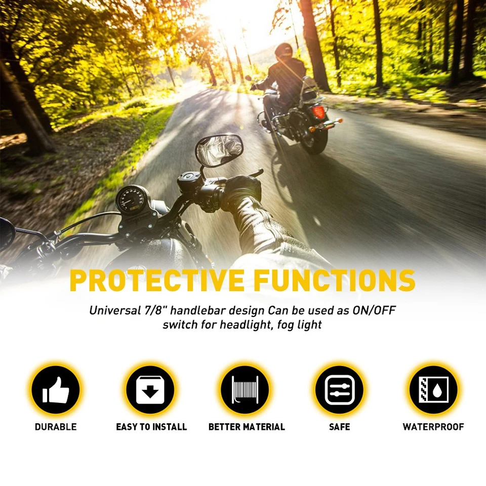 Interruptor Faro Manillar Moto 7/8" Impermeable 12V Aluminio Moto Foto 3 de 4