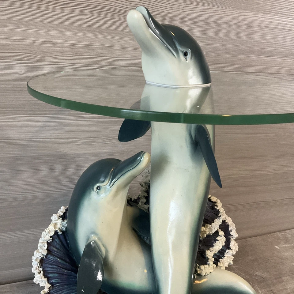 Столик торцевой из стекла смолы Surfacing Dolphin ограниченное издание товары aprox высота 19 дюймов морской - Изображение 3 из 4