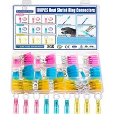 100PCS Marine Grade Heat Shrink Ring Connectors Heat Shrink Wire Connectors T...