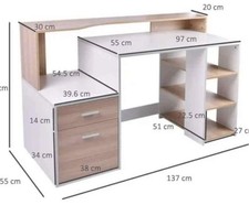 Multi Task Wooden Computer/craft/Office Desk. 2 Tier With 2 Drawers And Shelves.