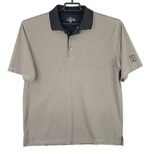 Mens Champions Tour Black & Tan Golf Polo Shirt Short Sleeve Polyester Size L