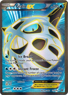 Moderately Played, English - 1 x Pokemon Glalie-EX - 155/162 - Full Art Ultra Ra