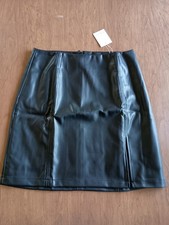 MANGOPOP Women's Black High Waist Faux Leather Party Mini Skirt Size Medium