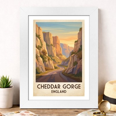 Cheddar Gorge, England Reise Poster Giclée Kunstdruck 209-2