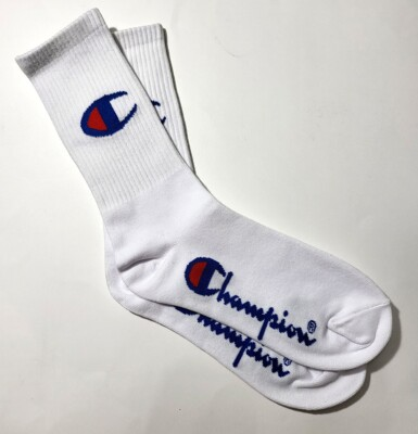 #ad Unisex Champion Logo Crew Socks White One Size Fits All $9.95