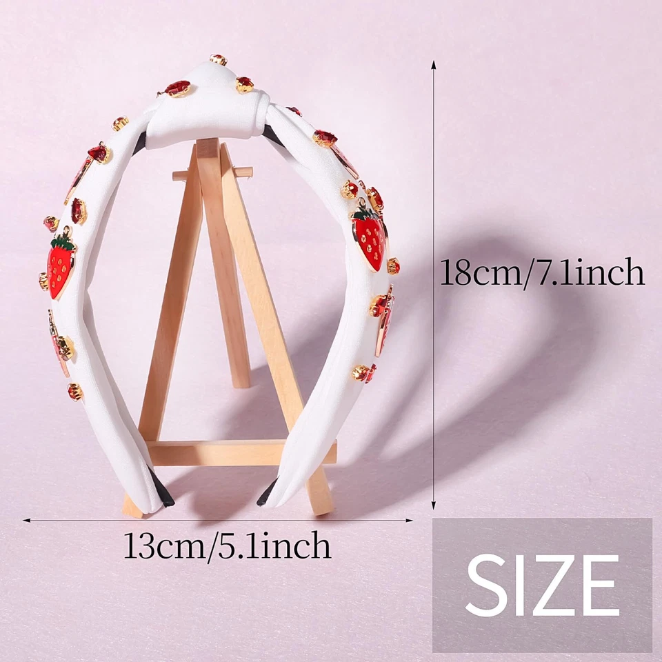 Diadema de frutas de verano con diseño de estrás de fresa para fiesta hawaiana Foto 2 de 4