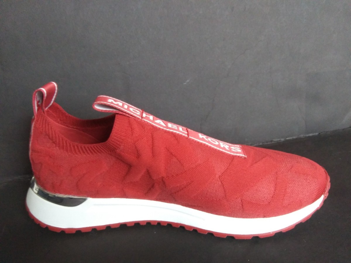 NEW Michael Kors Women's Sneaker Red Bodie MK Logo Trainer Sz