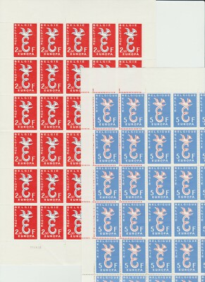 s36798 BELGIEN CEPT POSTFRISCH ** 1958 2v VOLLBLATT GEFALTET 