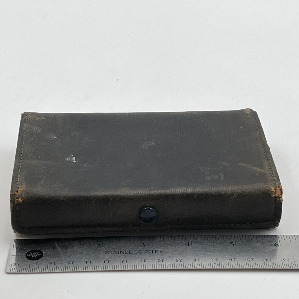 Vintage Book Style Double Deck Bridge Playing Card Box Wood Leather MCM