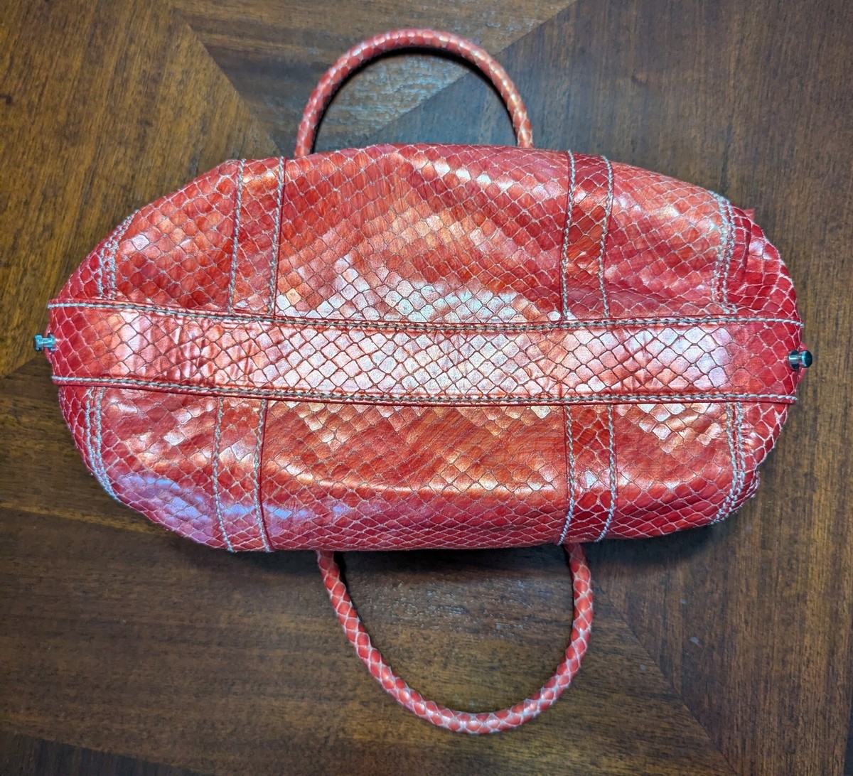 Francesco Biasia 赤 小物入れ Francesco Biasia Leather Handle Bag