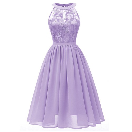 Vestido de Encaje Cóctel Noche Baile Vestido Noche Boda Dama de honor Baile de graduación Halter Nuevo - Imagen 36 de 40