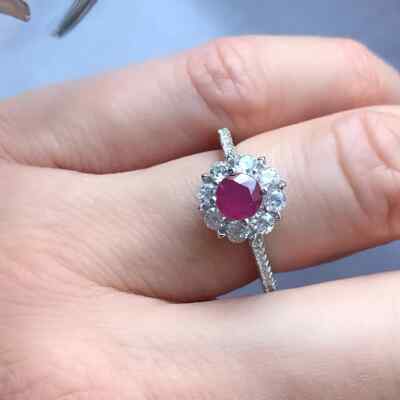 1.70 Ct Round Cut Real Ruby Diamond Engagement Wedding Ring 14K White Gold