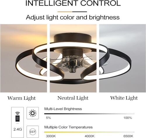 20" Modern Ceiling Fan Light w/ Remote Control 3-speed Dimmable Chandelier Lamp - Picture 4 of 10