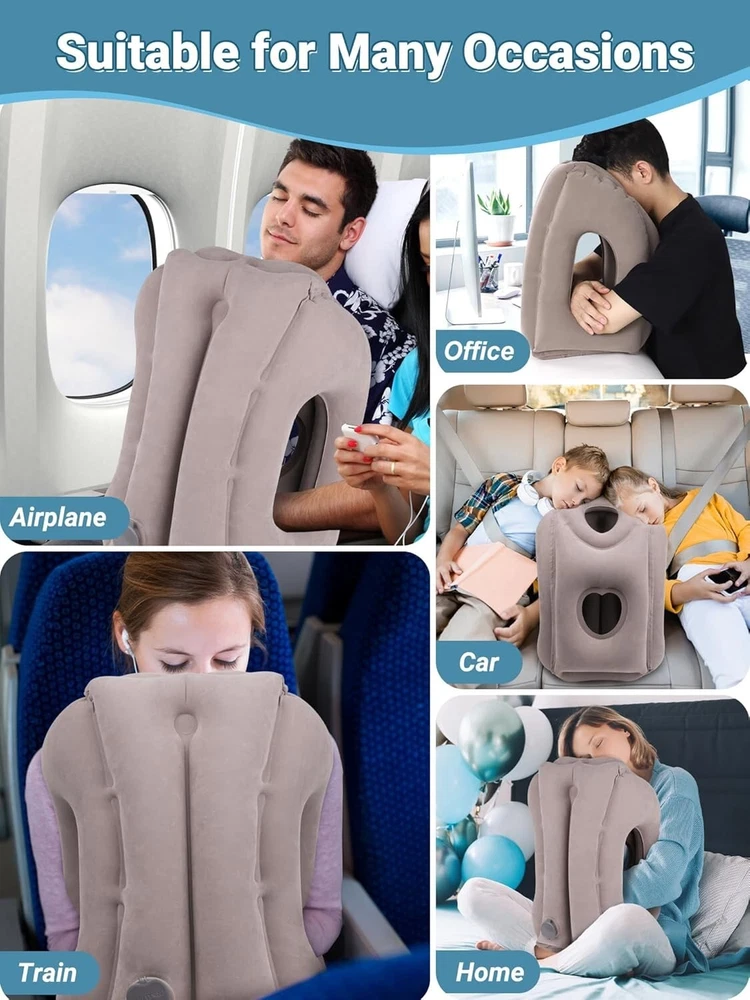 Compact Inflatable Travel Pillow with 45° Neck Support for Comfortable Journeys
