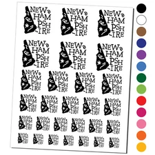New Hampshire State with Text Swirls Temporary Tattoo Water Resistant Set