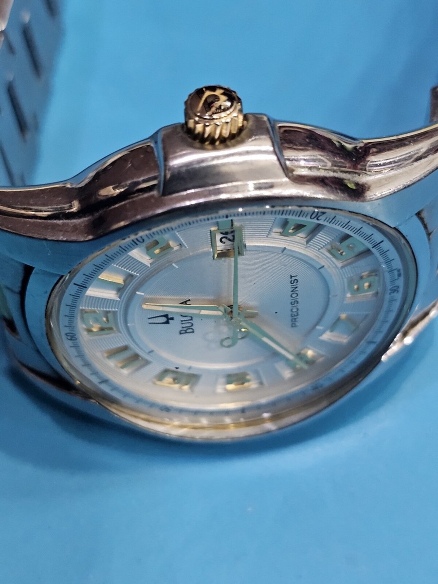 98B140 BULOVA SILVER PRECISIONIST WHITE DIAL WATCH B2-11