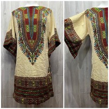 Terry Cloth Towel Dress Beach Cover Up Kaftan Vtg 60s 70 Mod Hippie Bell Sleeve
