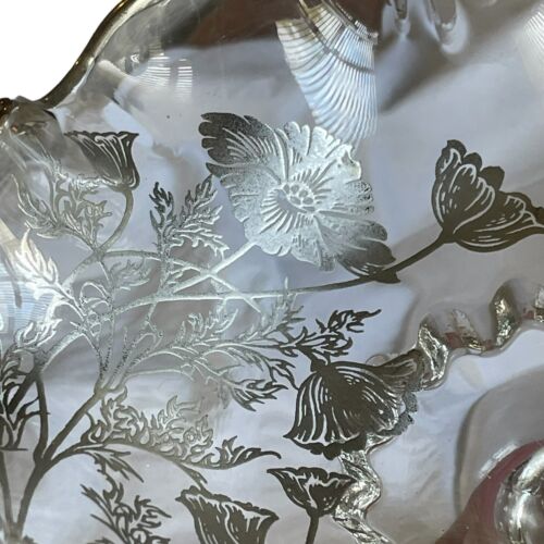 Plato de compota de colección Silver City Flanders superpuesto vidrio amapola 6,5" caramelo Art Nouveau - Imagen 6 de 16