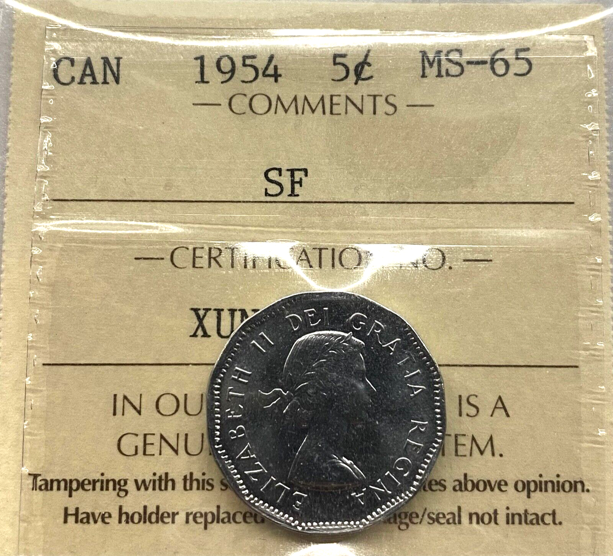 ビンテージ 50s ブラック スエード スペシャル 売り切り！ Canada 1954 Shoulder Fold 5 Cents Nickel Coin - ICCS MS-65 | eBay