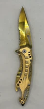 MTECH BALLISTIC Tactical Sporting Knife | Gold Titanium Coated Spring Assisted