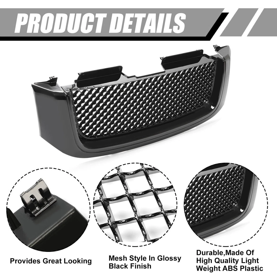 Repuesto de rejilla de parachoques capó delantero negro brillante malla GMC Envoy 2002-2009 Foto 4 de 4