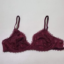 Victoria Secret Women Bra Medium Red Lace Bralette Unlined Underwire