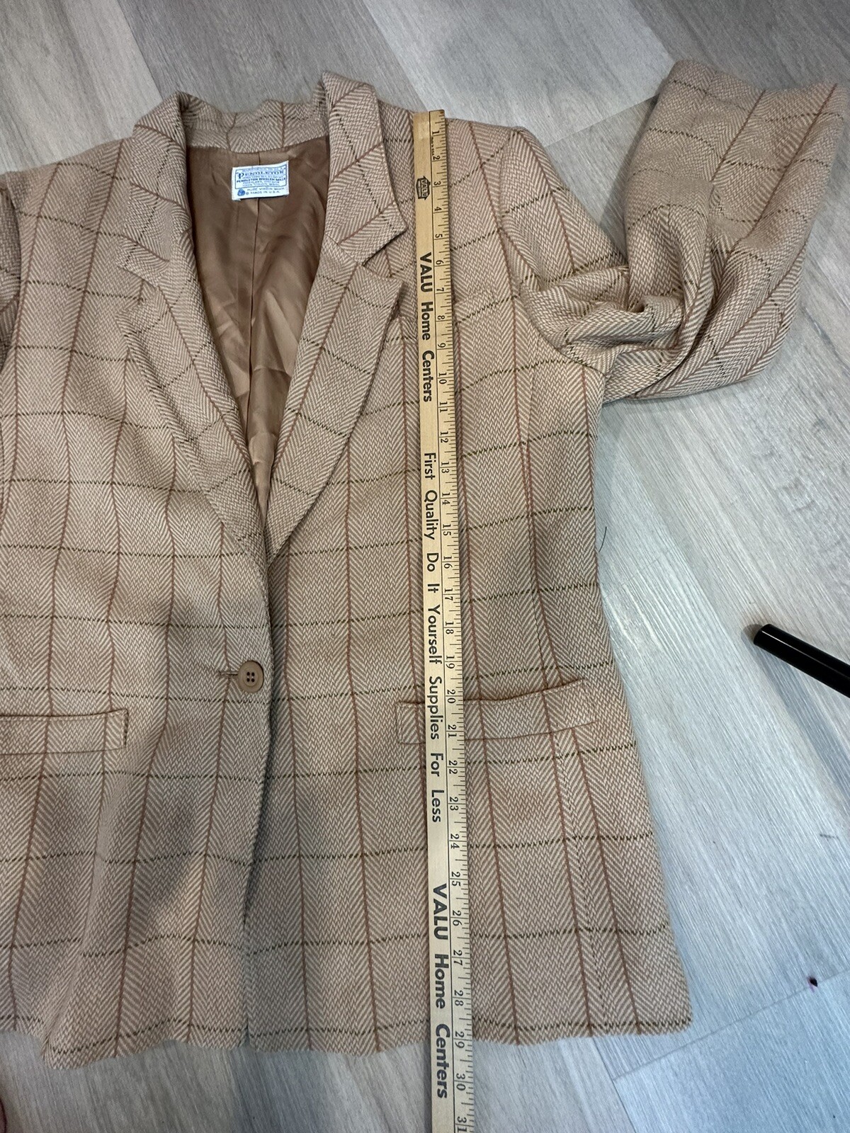 Pendleton Jacket Wool Beige Tan Cream Herringbone… - image 10