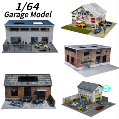 Diorama 1/64 Car Parking Lot Model LED Lighting Factory Showroom Scene Model Toy