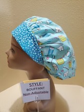 Dental Hygiene dentist Women's Bouffant Surgical Scrub Hat/Cap Handmade
