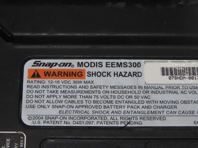 Snap-On Modis EEMS300 Auto Diagnostics Tool Scanner. Battery not