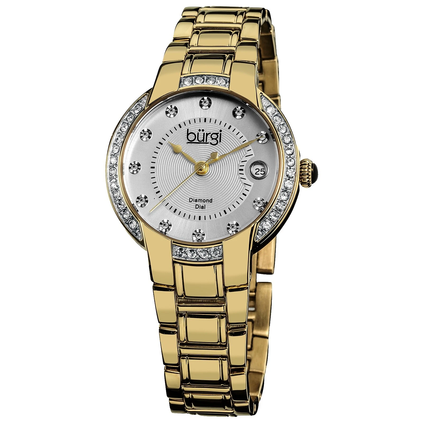 Burgi Stainless Steel Band Quartz Wristwatches