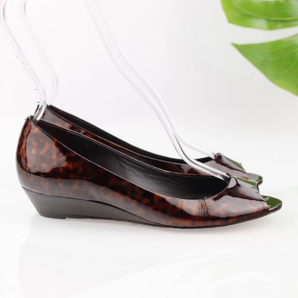 Cole Haan женщин Elly насос размер 8 красный кожаный низкий клиновидный каблук с открытым носком платье обуви - Изображение 3 из 4