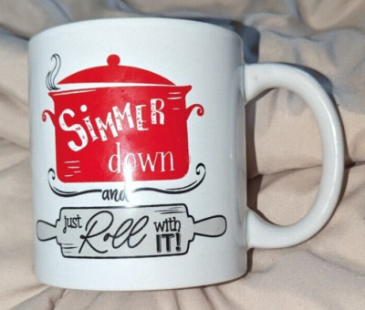 Royal Norfolk Coffee Mug Simmer Down and Roll with It Rolling Pin Simmering Pot