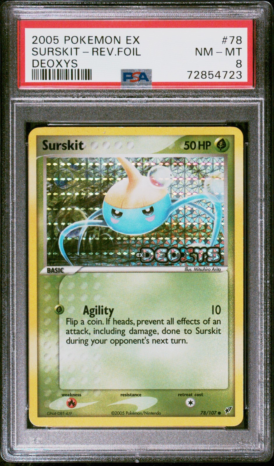 Pokemon Card Surskit 78/107 Reverse Holo EX Deoxys PSA 8 NM-MT