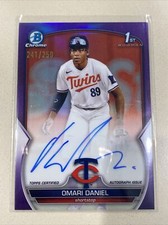 OMARI DANIEL 2023 BOWMAN CHROME 1ST PURPLE REFRACTOR AUTO /250 TWINS #CPA-OD