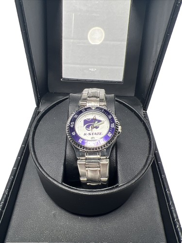 K-State Wildcats Sun Tiime Women\'s Watch – Japanese Quartz – Black Leather Strap Kansas State Wildcats Ladies main image 4