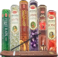 Hem Incense Sticks Variety Pack - (6 Variants, 120 Stick + Free Wooden Holder)