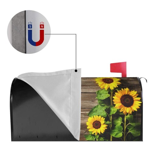 Sunflowers Wood Mailbox Covers Magnetic Post Box Cover Wraps Standard Size 21x18 - Picture 3 of 8