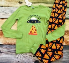 Gymboree Gymmies 5 12 I Believe in Pizza UFO Spaceship Pajamas NWT Outlet