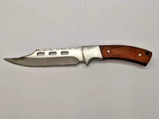 Unbranded Plain Edge Clip Point Wood Handle Fixed Blade Knife