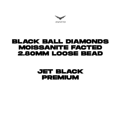 Black Moissanite Loose Beads, Round Faceted Drilled Black Loose Diamond, 3+ - Picture 2 of 2