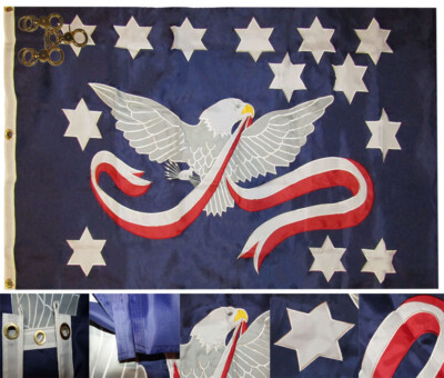 3x5 Embroidered Whiskey Rebellion 300D Nylon 3'x5' Flag 3 Grommet & Rope 3 Clips