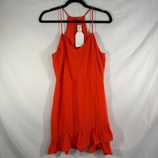 Everly Orange Ruffle Bottom Dress NWT Size M Sleeveless Mini Summer Party