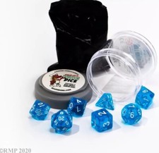 Reaper Miniatures Pizza Dungeon Dice - Clear Blue Lucky Dice Set NEW