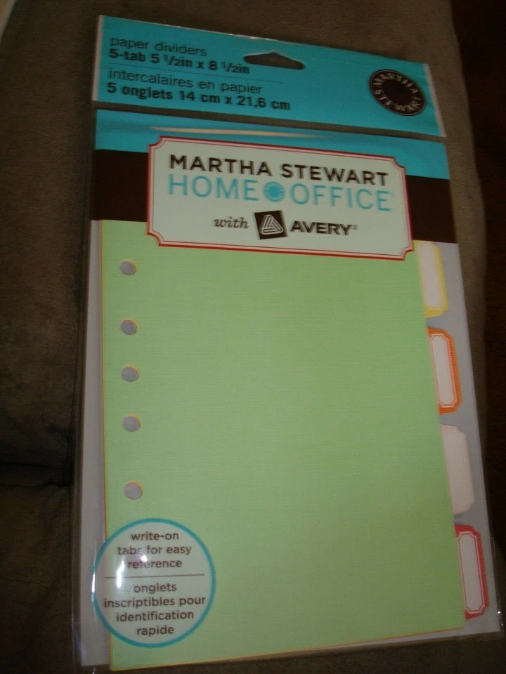 DIVISORES DE PLÁSTICO MARTHA STEWART OFICINA EN CASA 5 1/2" X 8 1/2" Foto 3 de 4